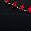 Red clips with  hearts.  Valentines day background